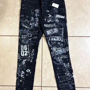 Dsquared2 Cool Guy Black Slim Button Fly Graffiti Skater Jeans 46/30R